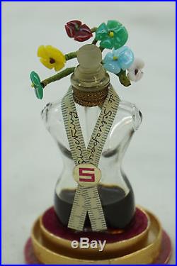 Vintage Schiaparelli Shocking Perfume Bottle Sealed Torso With Flowers Dome
