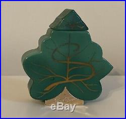 Vintage Schiaparelli Succes Fou Green Leaf Enameled Perfume Bottle C. 1950s