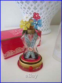 Vintage Shocking Schiaparelli Figural Perfume Bottle, sealed, glass dome & box