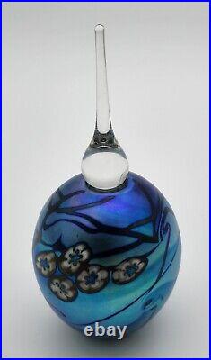 Vintage Signed 1990 Art Glass Perfume Bottle 6 tall