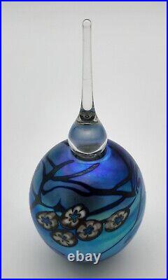 Vintage Signed 1990 Art Glass Perfume Bottle 6 tall