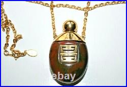 Vintage Signed Givenchy 1978 Gold-tone Brown Lucite Perfume Bottle Necklace