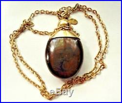 Vintage Signed Givenchy 1978 Gold-tone Brown Lucite Perfume Bottle Necklace