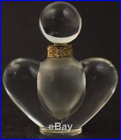 Vintage Signed Lalique Crystal Nina Ricci Farouche Glass Perfume Bottle