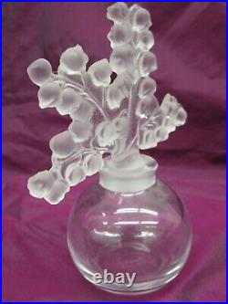 Vintage Signed Lalique, France CLAIREFONTAINE floral crystal perfume bottle 5