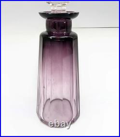 Vintage Signed Moser Alexandrit Amethyst Crystal 3pc Vanity Set Art Deco Bottle