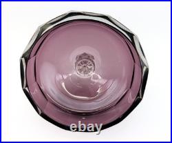 Vintage Signed Moser Alexandrit Amethyst Crystal 3pc Vanity Set Art Deco Bottle