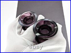 Vintage Signed Moser Alexandrit Amethyst Crystal 3pc Vanity Set Art Deco Bottle