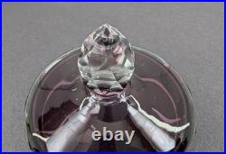 Vintage Signed Moser Alexandrit Amethyst Crystal 3pc Vanity Set Art Deco Bottle