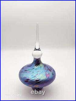 Vintage Signed Roger Vines'96 Art Glass Iridescent Swirl 6 Perfume Bottle Nice