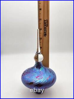 Vintage Signed Roger Vines'96 Art Glass Iridescent Swirl 6 Perfume Bottle Nice