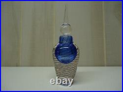 Vintage Signed Vandermark Hand Blown Art Glass Perfume Bottle Blue