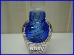Vintage Signed Vandermark Hand Blown Art Glass Perfume Bottle Blue