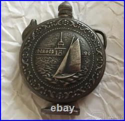 Vintage Silver 875 Perfume Bottle Russian Boat Engraved Lid Soviet Rare Old 20th