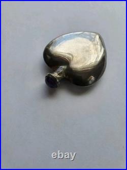 Vintage Silver Heart Shaped Perfume Bottle