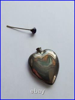Vintage Silver Heart Shaped Perfume Bottle
