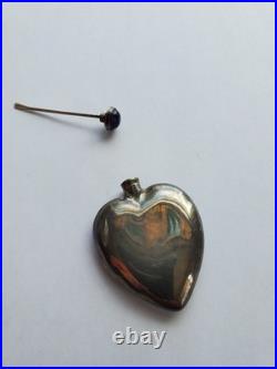 Vintage Silver Heart Shaped Perfume Bottle