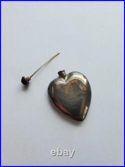 Vintage Silver Heart Shaped Perfume Bottle