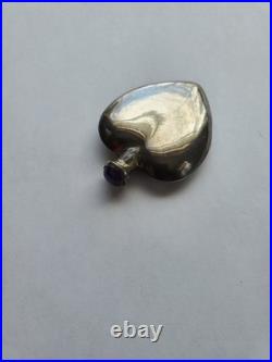 Vintage Silver Heart Shaped Perfume Bottle