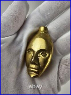 Vintage Solid Brass Double Face Perfume Bottle Chatelaine Pendant Leather Cord