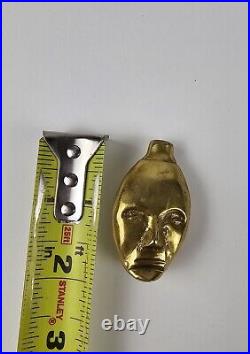 Vintage Solid Brass Double Face Perfume Bottle Chatelaine Pendant Leather Cord