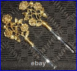 Vintage Solid Brass Vanity Mirror Tray & Two Perfume Bottles, Circa Unknown, Exc