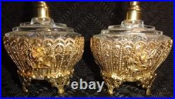 Vintage Solid Brass Vanity Mirror Tray & Two Perfume Bottles, Circa Unknown, Exc
