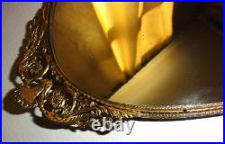 Vintage Solid Brass Vanity Mirror Tray & Two Perfume Bottles, Circa Unknown, Exc