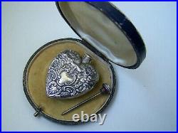 Vintage Solid Sterling Silver Large 3d Heart Chatelaine Perfume Bottle Pendant