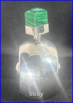 Vintage Solid Sterling Silver Perfume Bottle Dresser Size 3.50h Malachite 102g