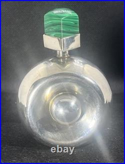 Vintage Solid Sterling Silver Perfume Bottle Dresser Size 3.50h Malachite 102g