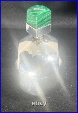 Vintage Solid Sterling Silver Perfume Bottle Dresser Size 3.50h Malachite 102g