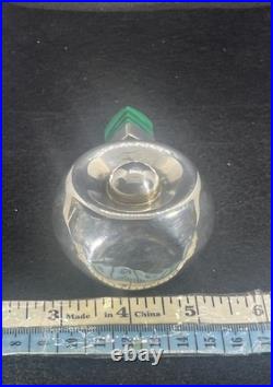 Vintage Solid Sterling Silver Perfume Bottle Dresser Size 3.50h Malachite 102g