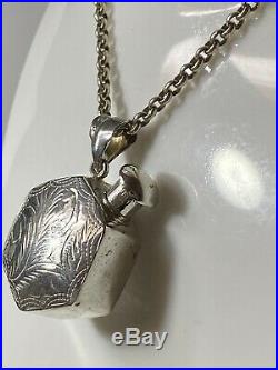 Vintage Solid Sterling Silver Polygon Perfume Bottle Pendant & 20belcher Chain