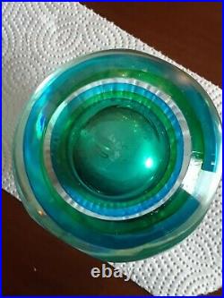 Vintage Sommerso Murano Style Glass Facet Perfume Bottle Blue Green Clear