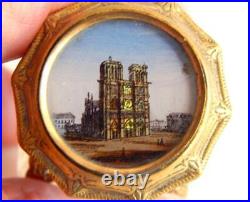 Vintage Souvenir Perfume Bottle Circa 1885, w Cased Picture of Notre-Dame Paris