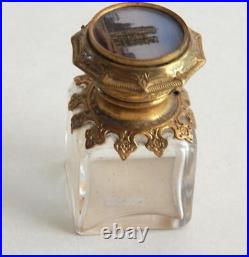 Vintage Souvenir Perfume Bottle Circa 1885, w Cased Picture of Notre-Dame Paris