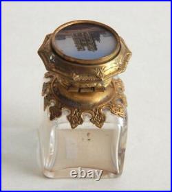 Vintage Souvenir Perfume Bottle Circa 1885, w Cased Picture of Notre-Dame Paris