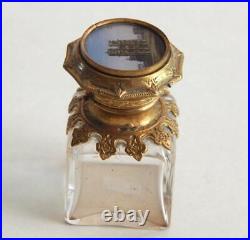 Vintage Souvenir Perfume Bottle Circa 1885, w Cased Picture of Notre-Dame Paris