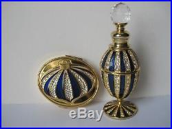 Vintage Sparkly Super Perfume Bottle, Crystal Blue Powder Compact Estee Lauder