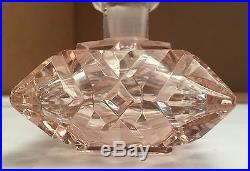 Vintage Square PIllow Shaped Crystal Pink Czecholslovakian Perfume Bottle