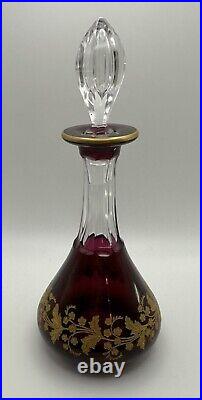 Vintage St. Louis Crystal Cranberry Perfume Bottle France