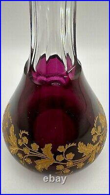 Vintage St. Louis Crystal Cranberry Perfume Bottle France