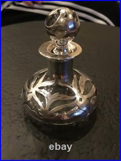 Vintage Sterling 925 Overlay Glass Perfume Bottle Stamped