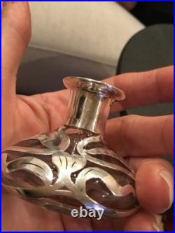 Vintage Sterling 925 Overlay Glass Perfume Bottle Stamped
