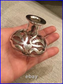 Vintage Sterling 925 Overlay Glass Perfume Bottle Stamped