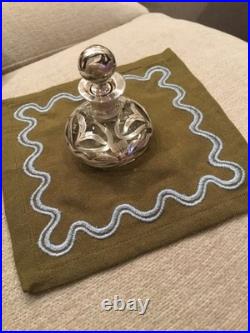 Vintage Sterling 925 Overlay Glass Perfume Bottle Stamped