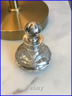 Vintage Sterling 925 Overlay Glass Perfume Bottle Stamped