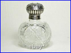Vintage Sterling Silver Cut Crystal Perfume Bottle & Jar
