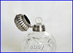 Vintage Sterling Silver Cut Crystal Perfume Bottle & Jar